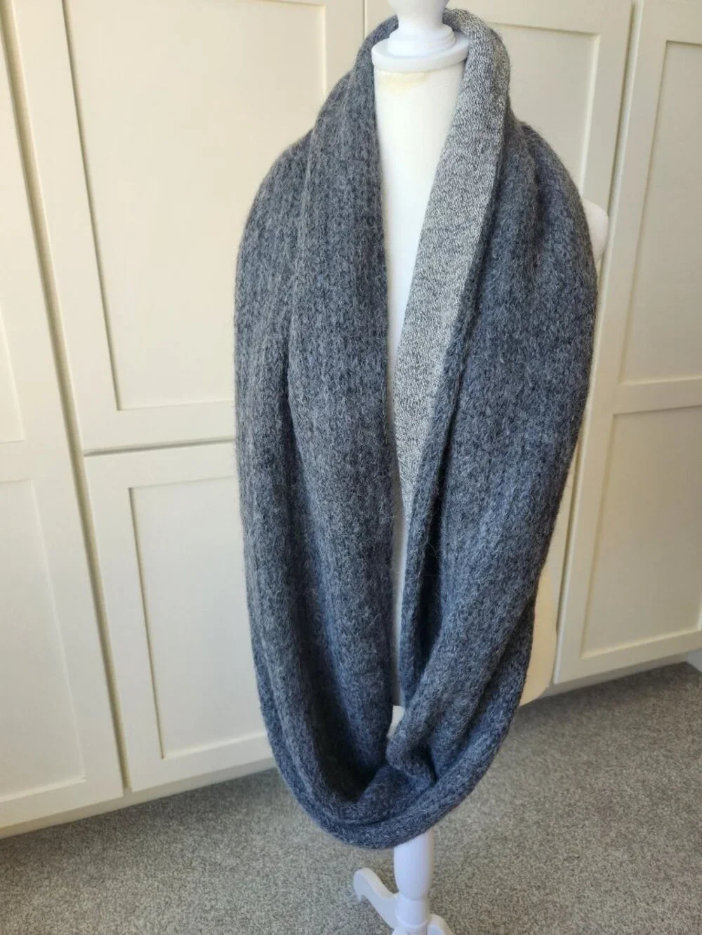 Terrain Alpaca Double-Sided Infinity Scarf Gray Soft Cozy Winter Fall Luxury